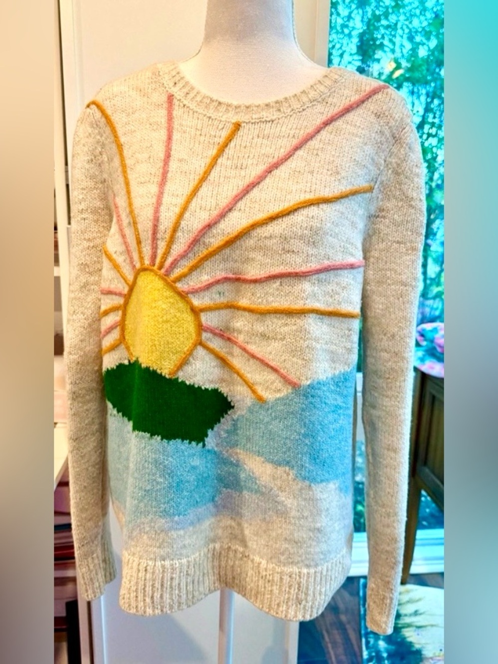 LC Lauren Conrad Scenic Sunrise Sweater | Beige Multi | M RARE